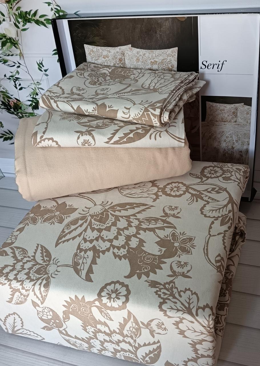 Постільна білизна Belizza Home фланелеве байкове євро розмір Serif, фото 1