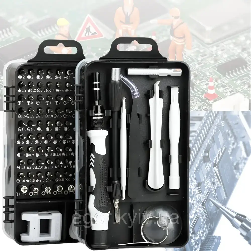 Набір викруток для ремонту мобільних телефонів і планшетів у боксі 115в1, фото 1