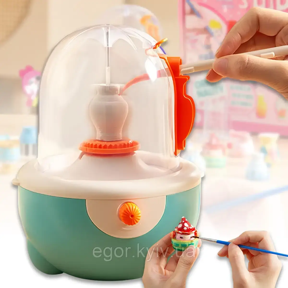 Набір для творчості Перегоновий круг з інструментами, глиною та фарбами TNWX-4710C USB, фото 1