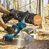 Акумуляторна мінімізова Electric chain saw 8 дюймів + 2 акумулятори 48V Мініпила садова, фото 6
