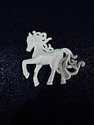 Новорічна фігурка білого коня, глітер, 10*10 см, символ 2026 року