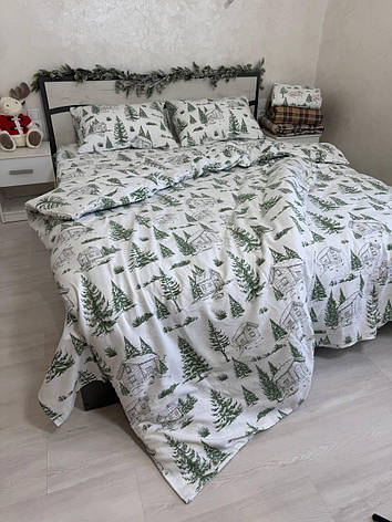 Байковий комплект постільної білизни Півтораспальний розмір, фото 1