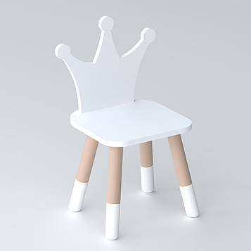 Дитячий стільчик принцеса білий дерев'яний для малюків 1,5-7 років для ігор та занять