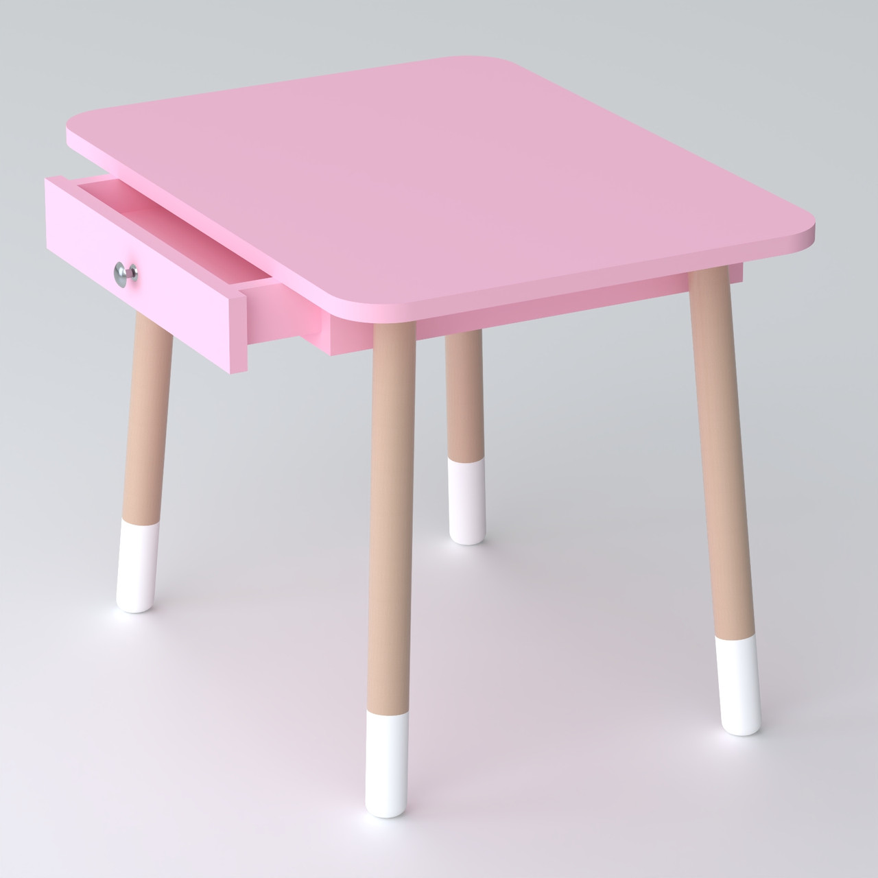Дитячий столик рожевий з висувним ящиком для дівчинки 46х60 см для навчання і творчості, фото 1