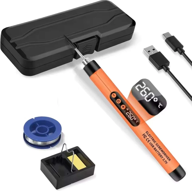 Портативний Паяльник Акумуляторний 1000mAh (USB Type-C) з Регулюванням Температури 260°C-450°C, фото 1