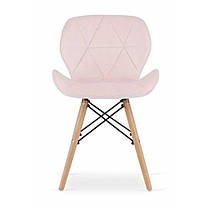 Стілець (крісло) кухонний Bonro B-531 рожевий велюр, на дерев'яних ніжках, зі спинкою для кухні, вітальні, фото 3