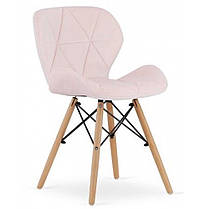 Стілець (крісло) кухонний Bonro B-531 рожевий велюр, на дерев'яних ніжках, зі спинкою для кухні, вітальні, фото 2