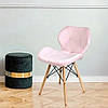 Стілець (крісло) кухонний Bonro B-531 рожевий велюр, на дерев'яних ніжках, зі спинкою для кухні, вітальні, фото 8