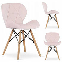 Стілець (крісло) кухонний Bonro B-531 рожевий велюр, на дерев'яних ніжках, зі спинкою для кухні, вітальні, фото 5