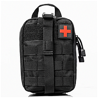 Сумка аптечка тактическая MOLLE черная для хранения медикаментов и первой помощи