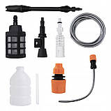 Акумуляторна бездротова мийка високого тиску 21V з 2 акумуляторами, регульована насадка 4 в 1, шланг 5 м, насос до 45 бар, фото 5