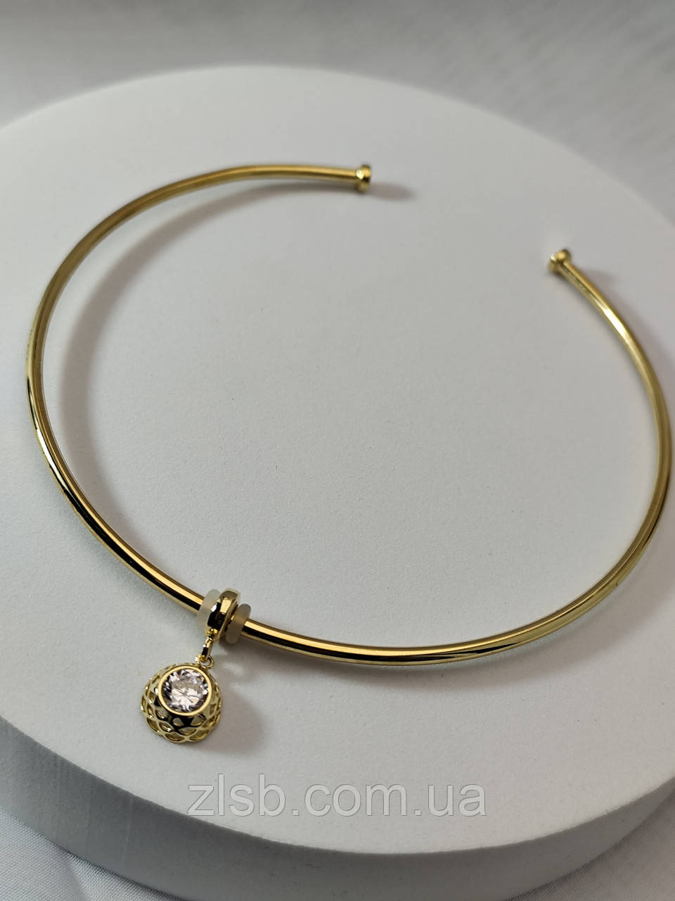 Срібний  Чокер с камінчиком з позолотою 005.051R, фото 1