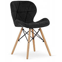 Стілець (крісло) кухонний Bonro B-531 чорний велюр, на дерев'яних ніжках, зі спинкою для кухні, вітальні, фото 2