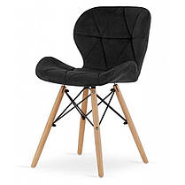 Стілець (крісло) кухонний Bonro B-531 чорний велюр, на дерев'яних ніжках, зі спинкою для кухні, вітальні, фото 4