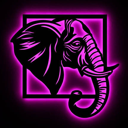 Панно декоративне картина на стіну Слон LED 16 кольорів телефон 475х500 acr-p000171, фото 1