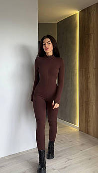 Комбінезон із рубчика на флісі XS–S, S–M , M–L шоколад