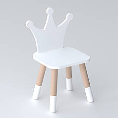Дитячий дерев'яний стільчик принцеса 26.5х26х25см, стілець для дитини, білий