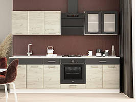 Кухня модульна Еверест Еко набір №4 дуб крафт білий/графіт/білий 2,6 м стільниця Скай (DTM-071061)