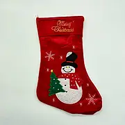 Новорічний червоний чобіток з Сніговиком, висота 41 см