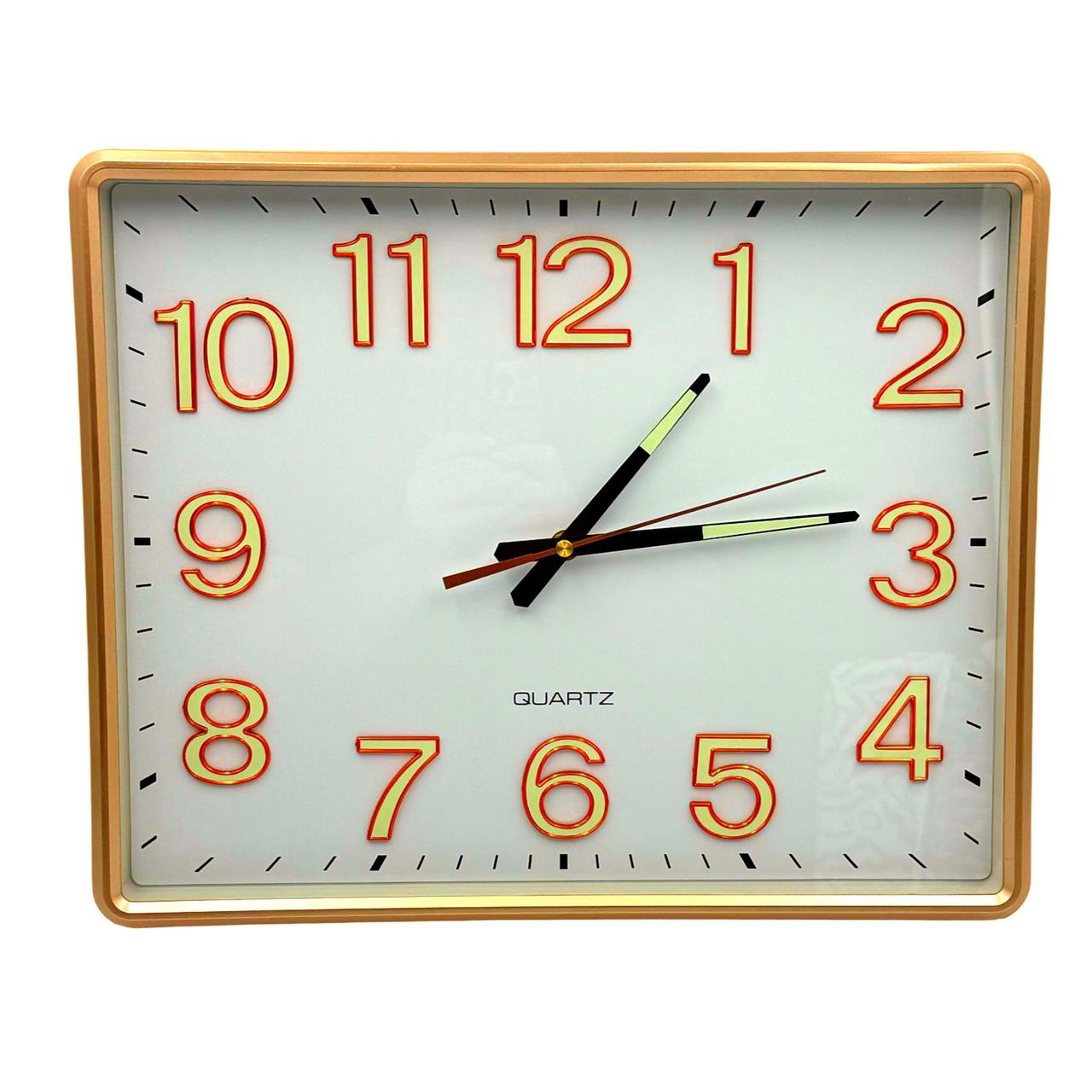 Годинник настінний 9208T квадратний фосфорний золотистий (35см)