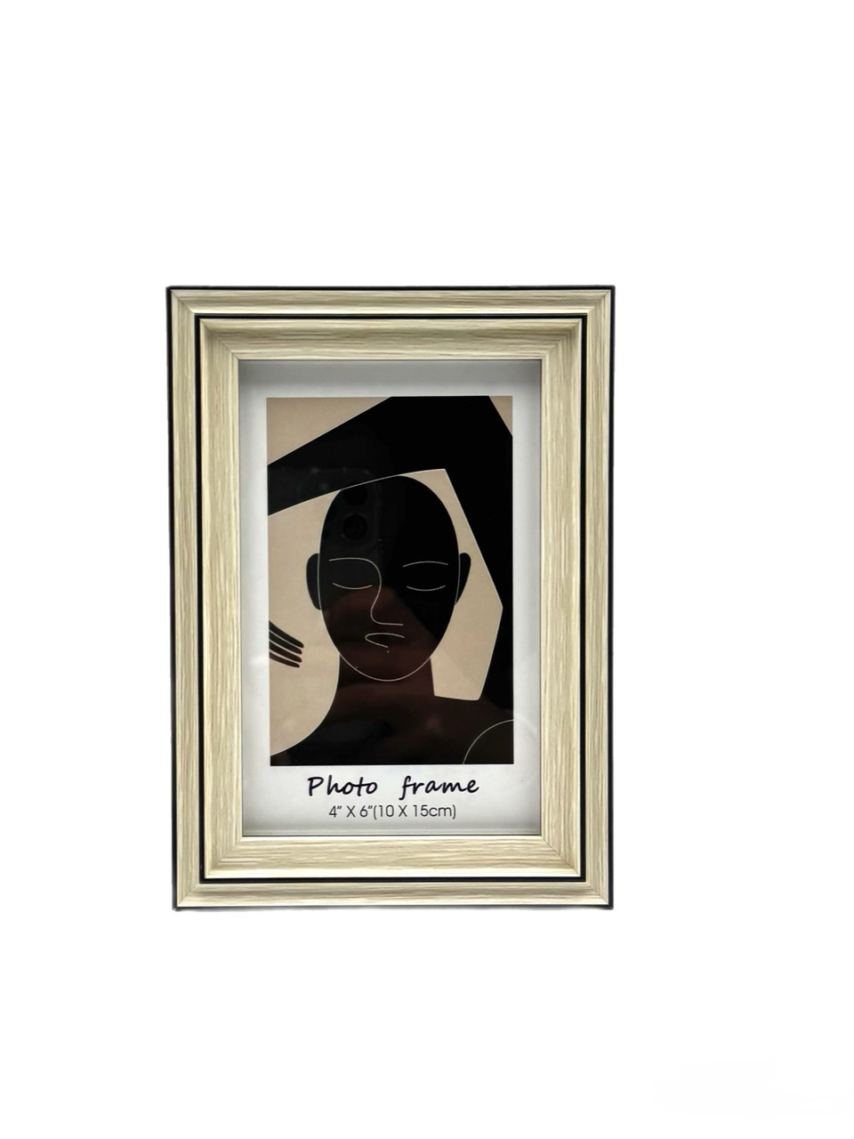 Рамка пластікова 8002 10*15 бежева з дерев'яним обідком