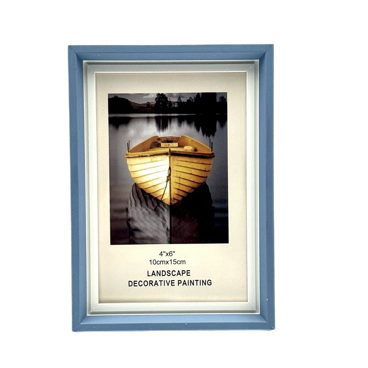 Рамка для фото пластик P243 10*15 блакитна з білою вставкою