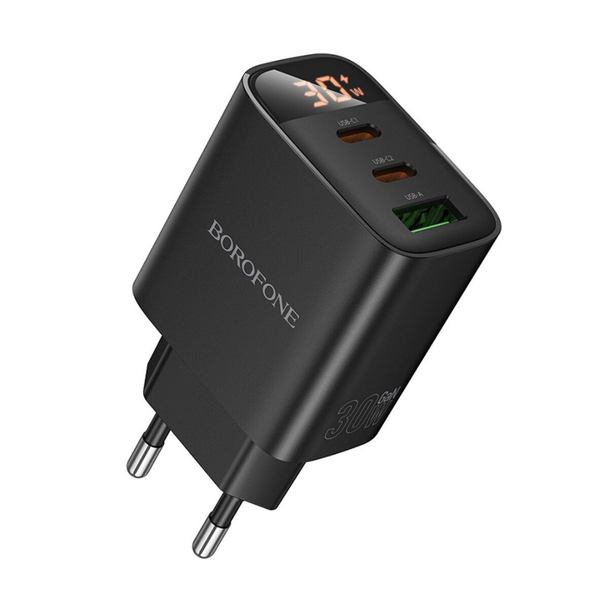 МЗП BOROFONE BA98A Ilustre PD30W (2C1A) charger with digital display (EU) Black