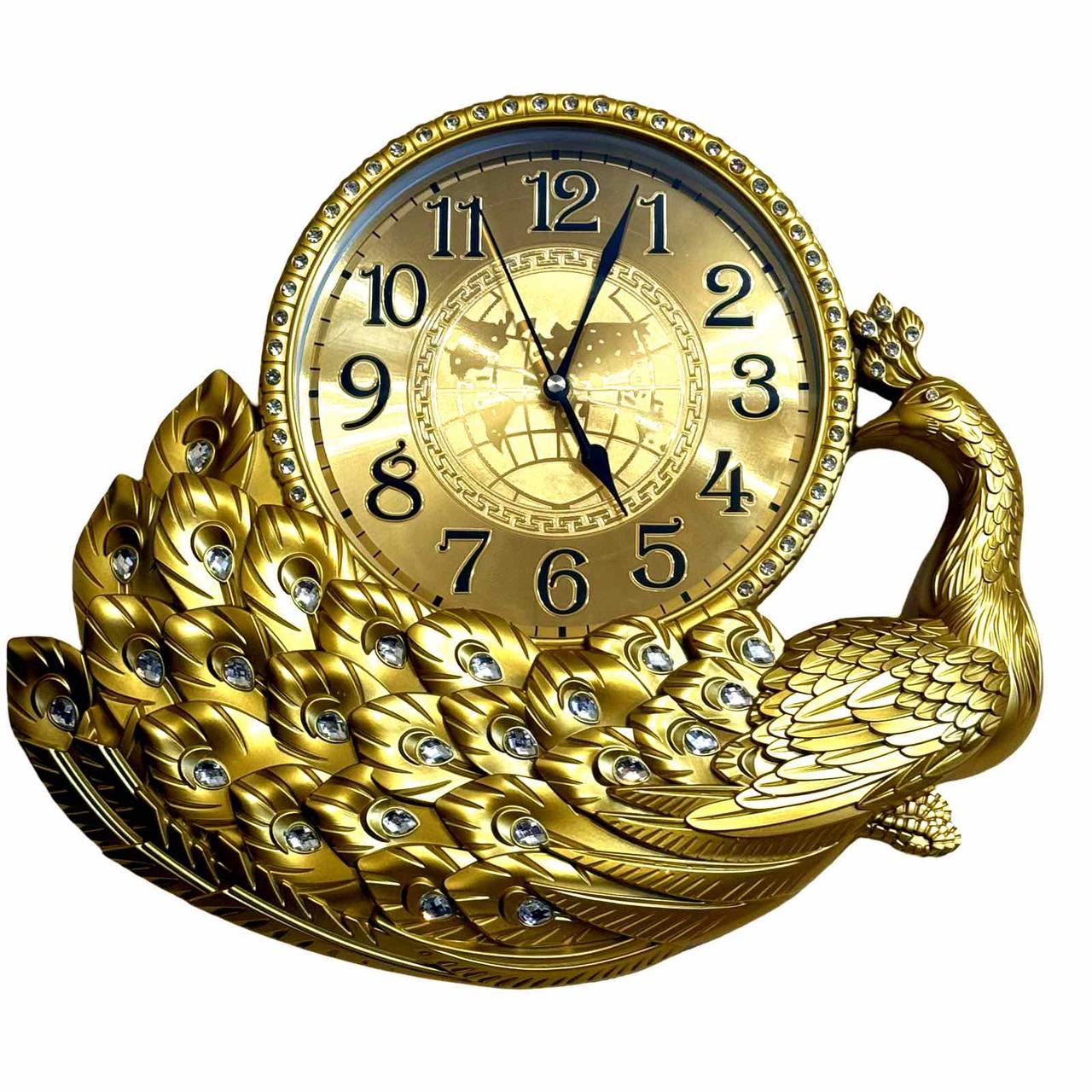 Годинник настінний 9205D круглий золотистий з вірерунком (39см)