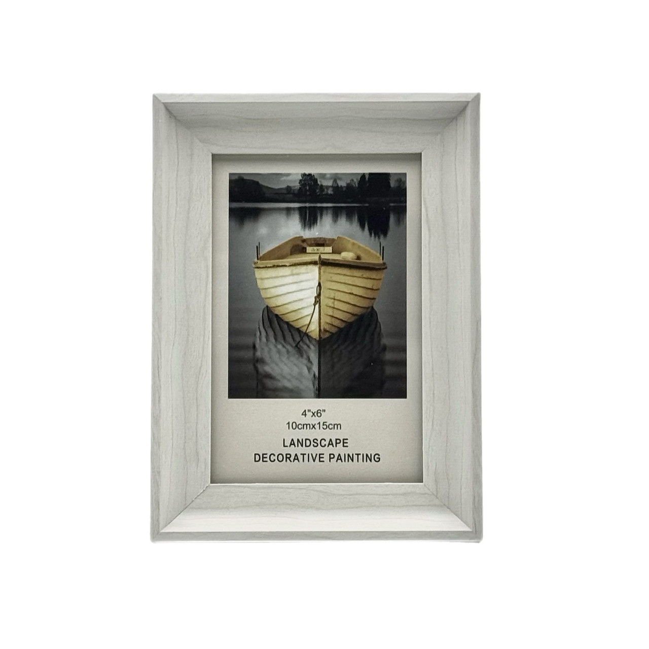 Рамка для фото пластик P68 10*15 молочна з дерев'яною текстурою