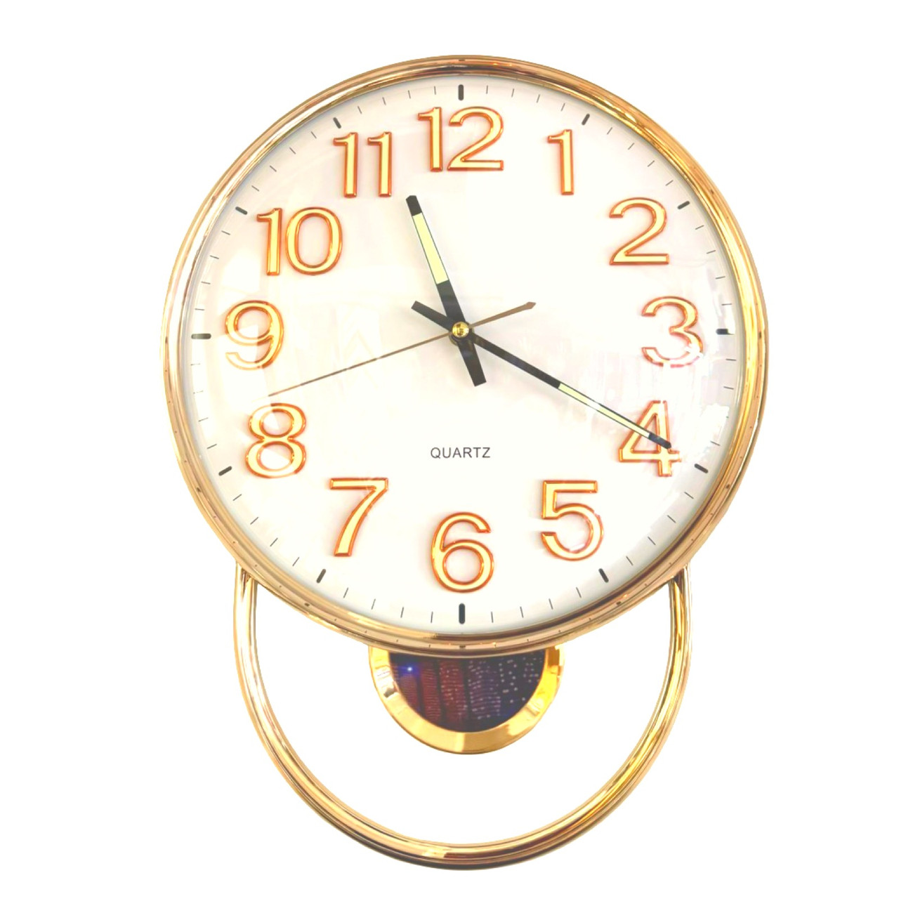 Годинник настінний 9255T фосфорний круглий біло-золотий (32см)