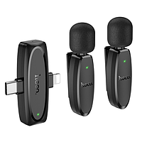 Мікрофон бездротова система HOCO L15 Dual-mic clip-on бездротовий цифровий мікрофон (iP/Type-C) Black