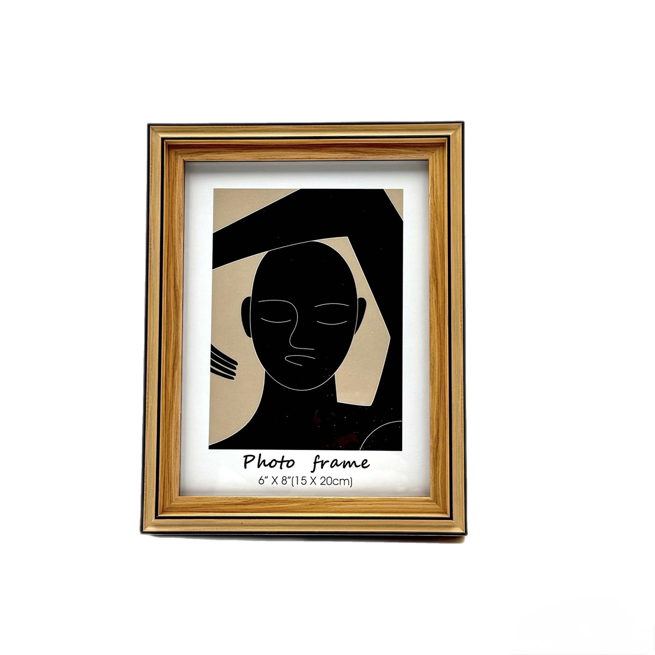 Рамка пластікова 8002 15*20 бежева з дерев'яним обідком