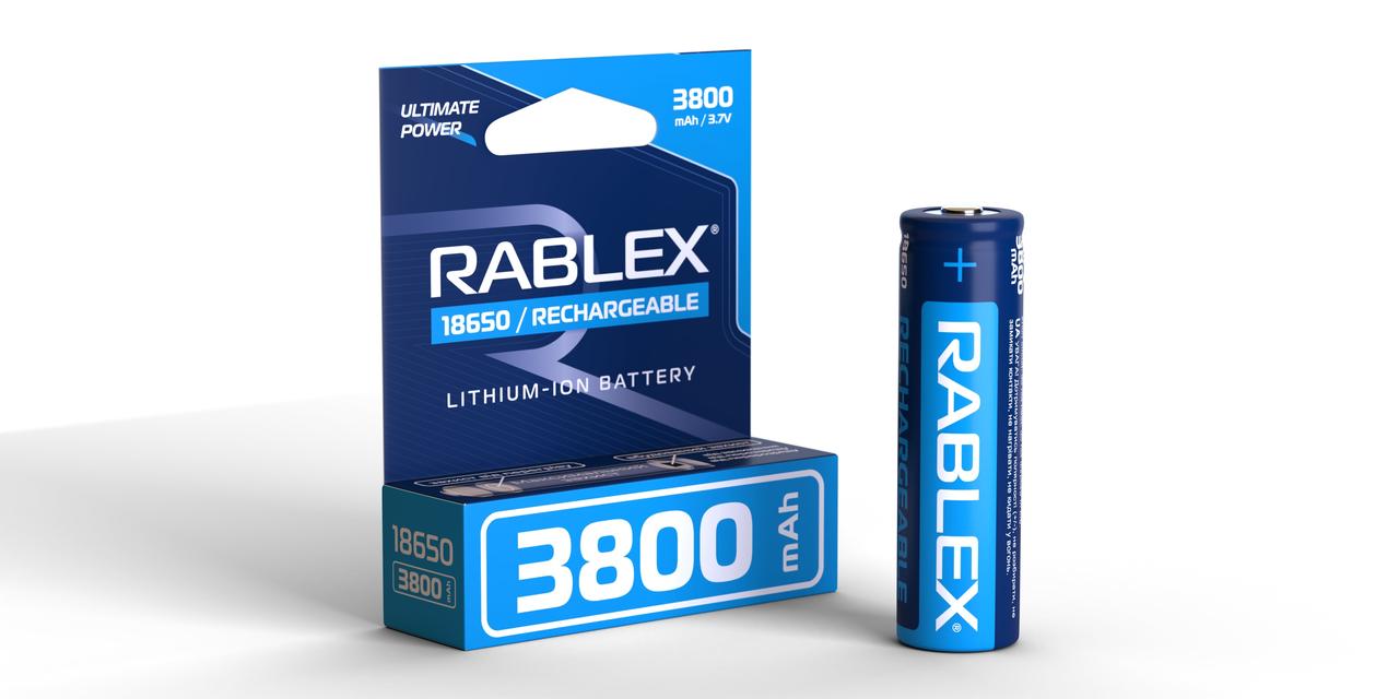 Акумуляторні батарейки 18650 Rablex Li-lon 3800W з захистом