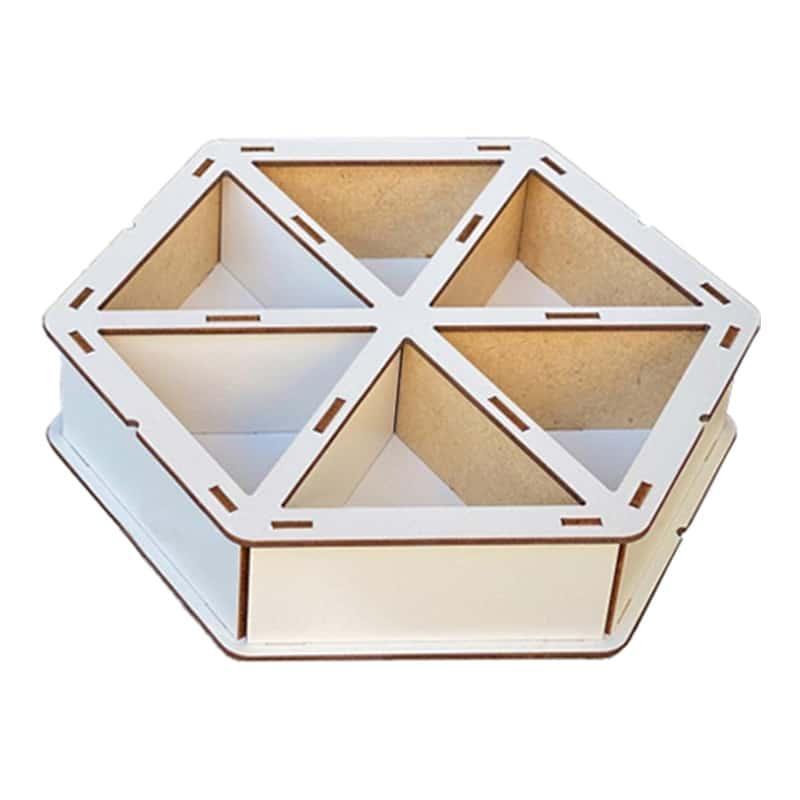 Подарунковий бокс шестикутний білий на 6 відділень 20х18х5 см