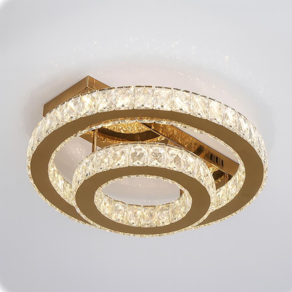 Стельова люстра лед з кристалами Linisoln 60W до 16 м² колір Золотистий LS7708-2D GD, фото 1