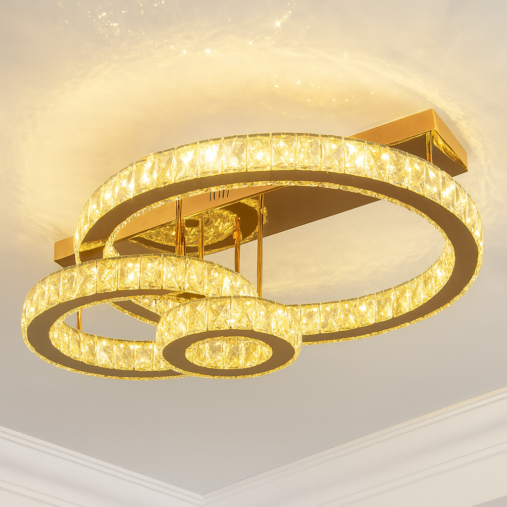 Лед люстра кришталева Linisoln 150W до 25 м² колір Золотистий 7708-3D GD Золото, фото 1