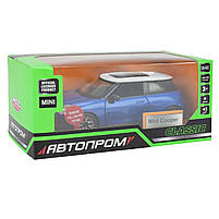 Машина метал Mini Cooper Міні Купер синя 1:28 світло звук відкр двері 14*6*5 см (68740B), фото 8