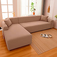 Чохол на диван кутовий велюр капучино Love You