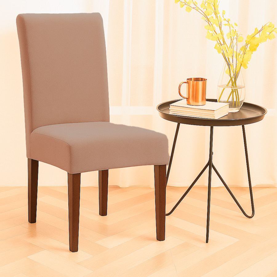 Чохол на стілець універсальний велюровий капучино Love You