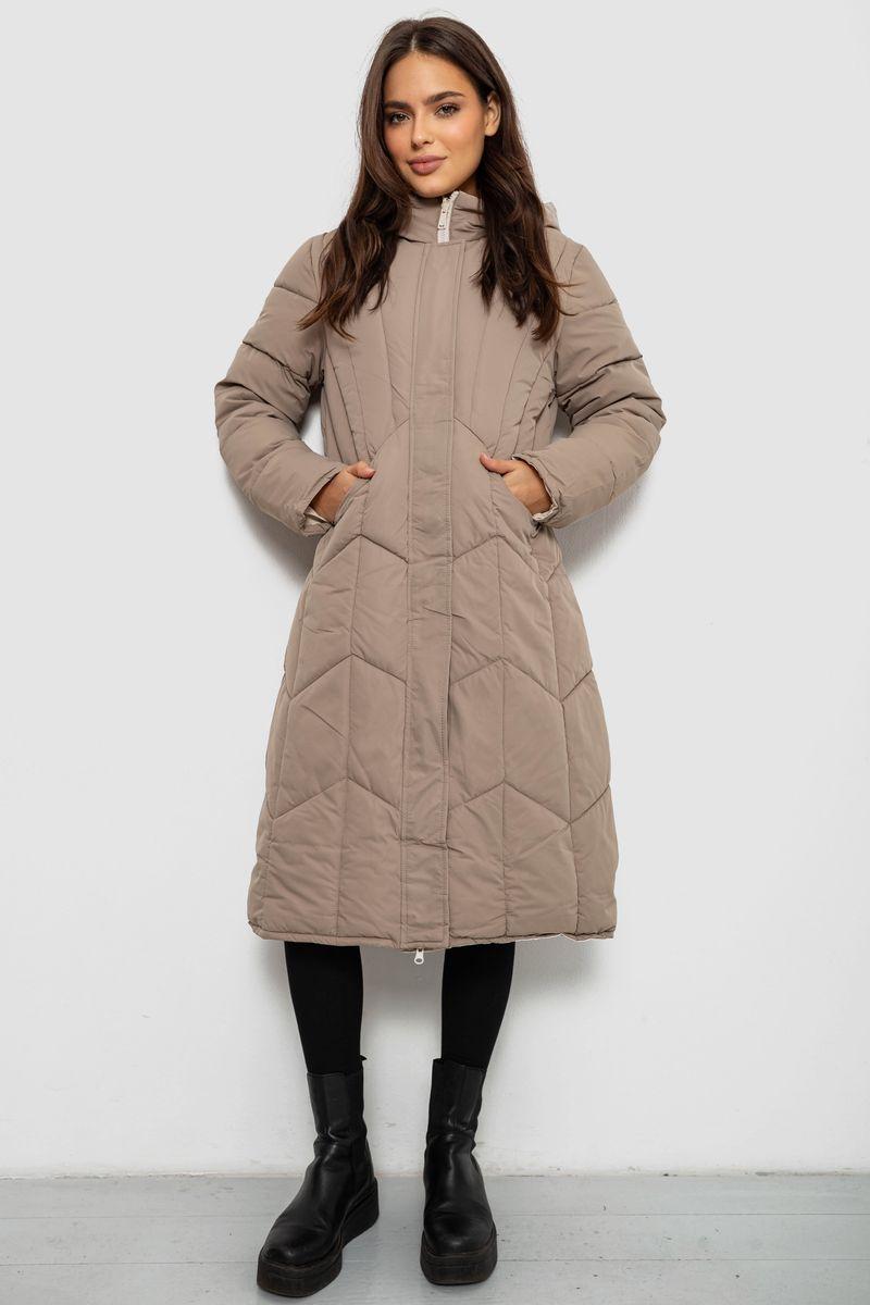 Куртка жіноча двостороння зимова, колір темно-бежевий, 244R24115, фото 1