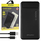 Зовнішній акумулятор Power bank AWEI P5K 10000 Mah зарядна батарея Чорний