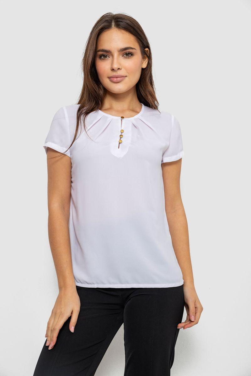 Блуза однотонна, колір білий, 230R112, фото 1