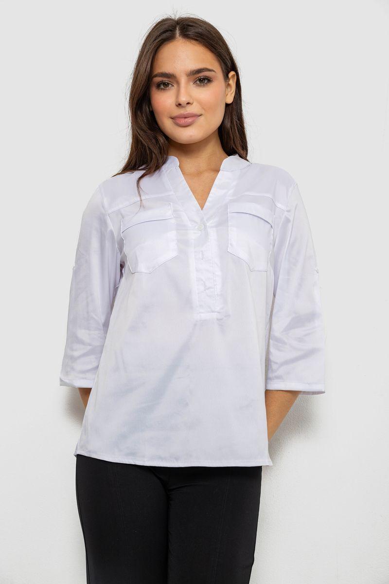 Блуза однотонна, колір білий, 230R96-1, фото 1