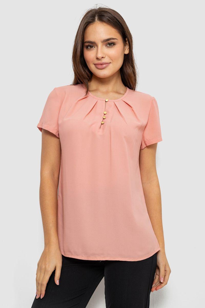Блуза однотонна, колір пудровий, 230R112, фото 1