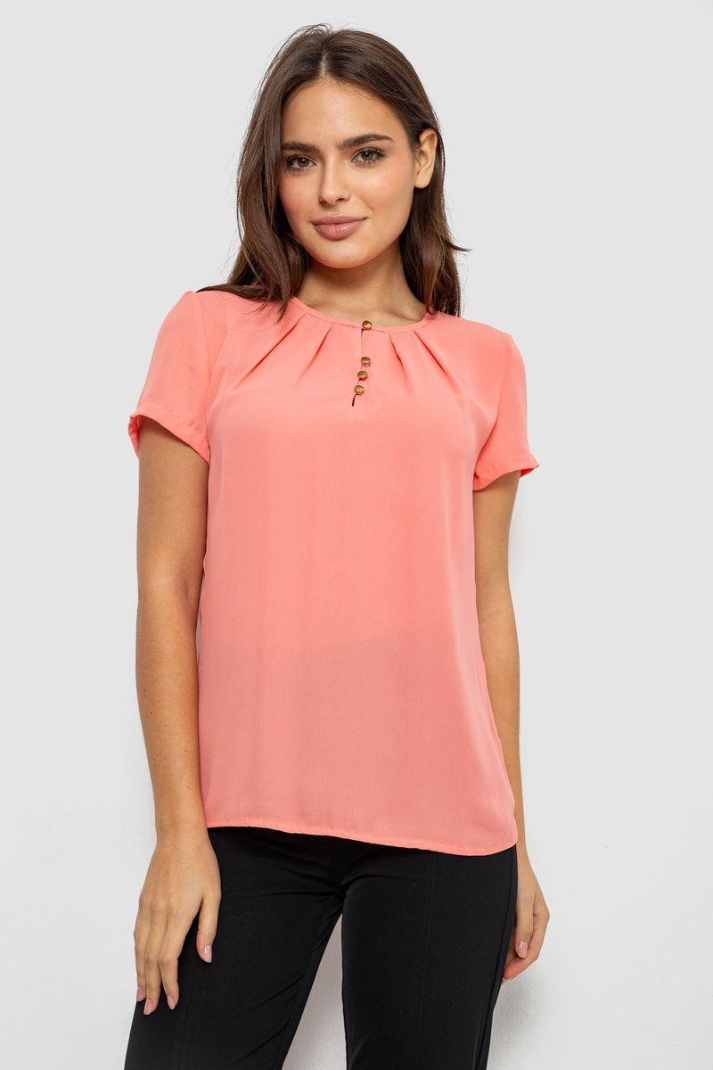 Блуза однотонна, колір персиковий, 230R112, фото 1