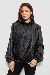 Бомбер жіночий із принтом, колір чорний, 257R72-3