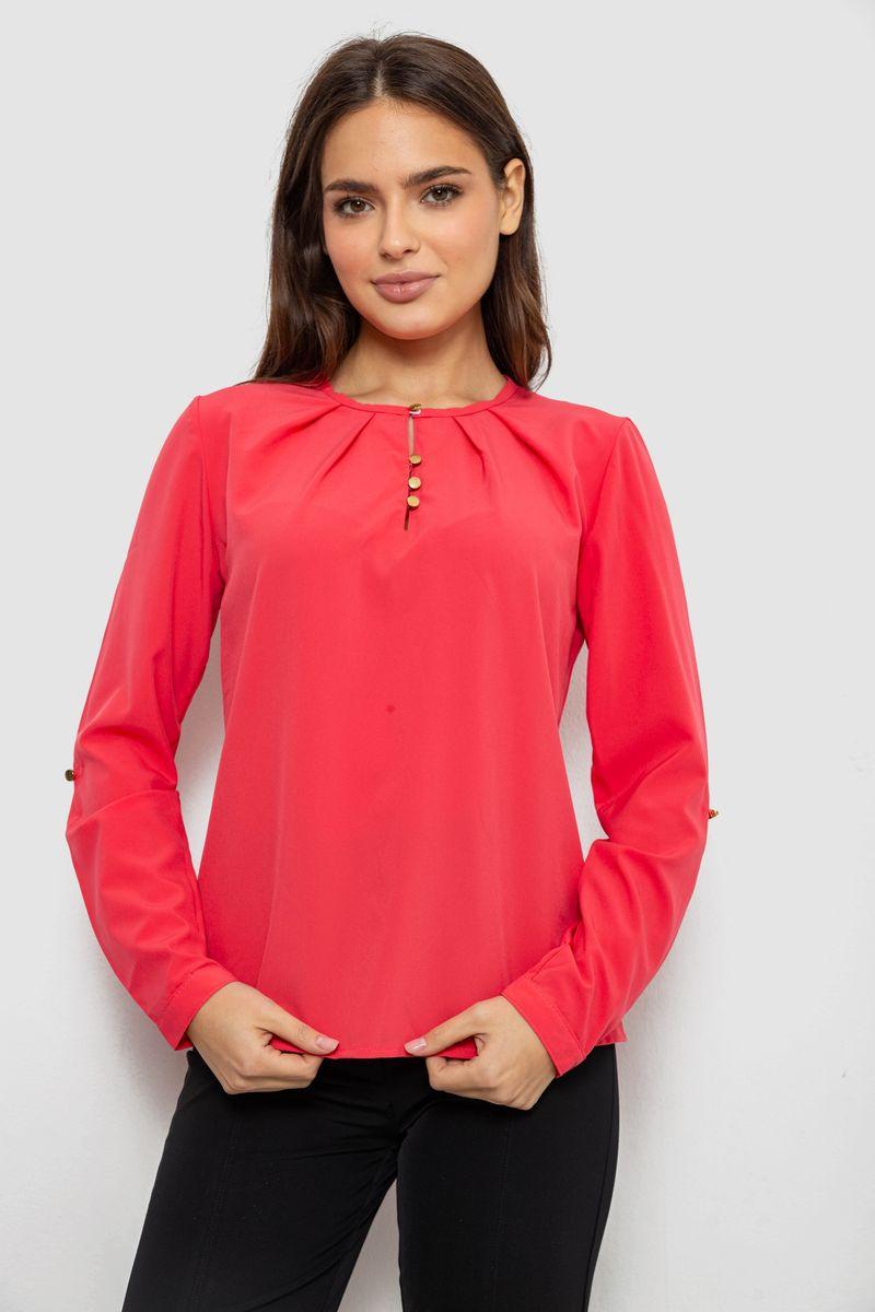 Блуза однотонна, колір рожевий, 230R1122-3, фото 1