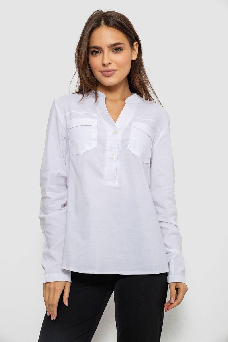 Блуза однотонна, колір білий, 230R96-11, фото 1