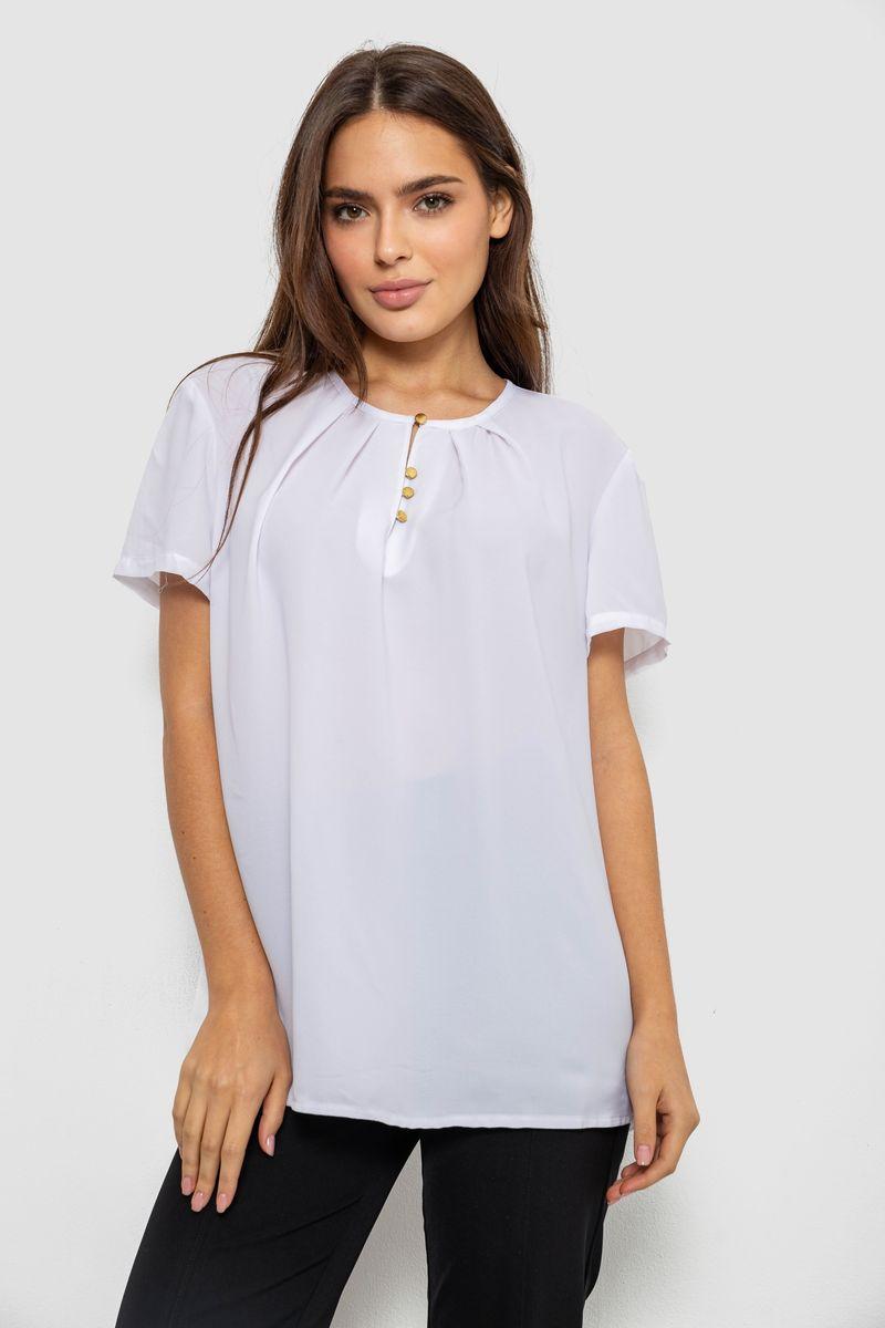 Блуза однотонна, колір білий, 230R112-15, фото 1
