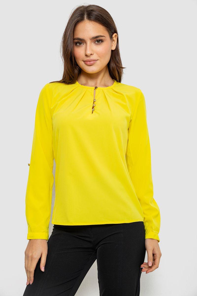 Блуза однотонна, колір жовтий, 230R1122-3, фото 1
